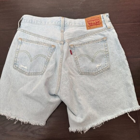 Levi s 501 Light Blue Distressed Denim Shorts cut off boho western festival 29 - Picture 5 of 9